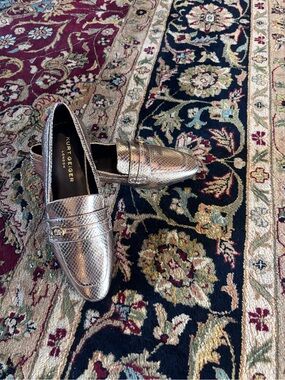 NWOT Kurt Geiger London Metallic Gold Slip-On Loafers, size 38.5 (sz 8)